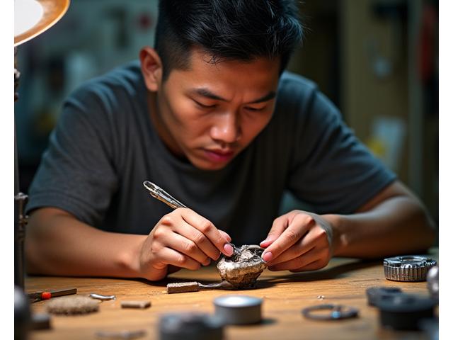 Filipino artisan crafting modern gadgets